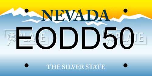 EODD50 Nevada License Plate