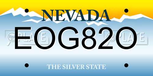 EOG82O Nevada License Plate