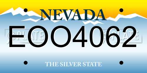 EOO4062 Nevada License Plate