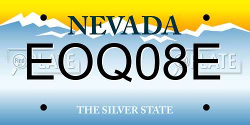 EOQ08E Nevada License Plate