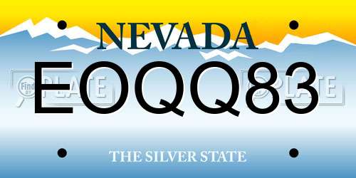 EOQQ83 Nevada License Plate