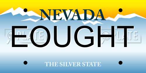 EOUGHT Nevada License Plate