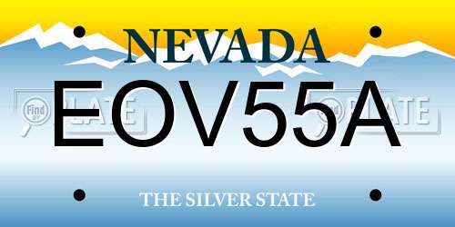 EOV55A Nevada License Plate