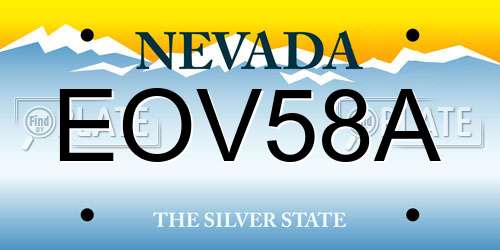EOV58A Nevada License Plate