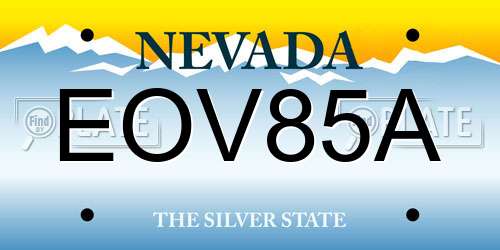EOV85A Nevada License Plate