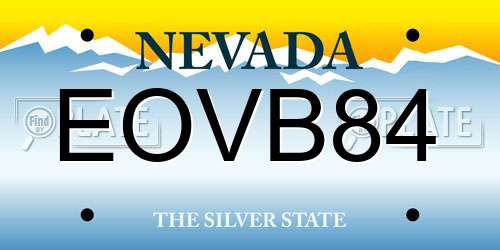EOVB84 Nevada License Plate