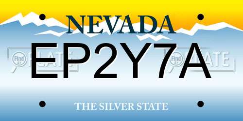 EP2Y7A Nevada License Plate