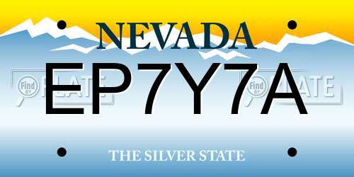 EP7Y7A Nevada License Plate