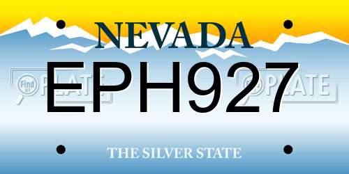 EPH927 Nevada License Plate