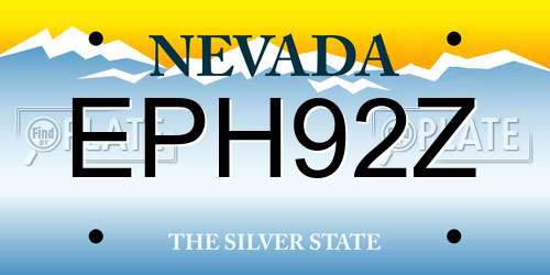 EPH92Z Nevada License Plate