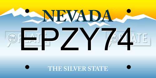 EPZY74 Nevada License Plate
