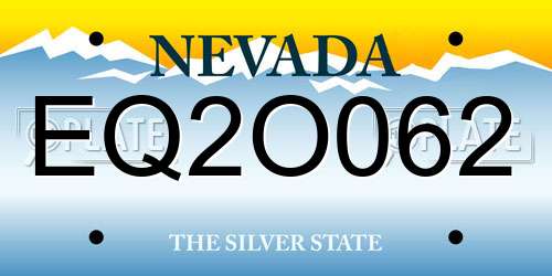 EQ2O062 Nevada License Plate