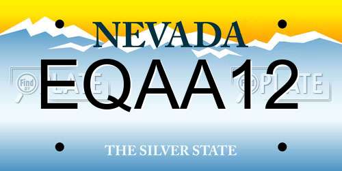EQAA12 Nevada License Plate