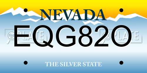 EQG82O Nevada License Plate