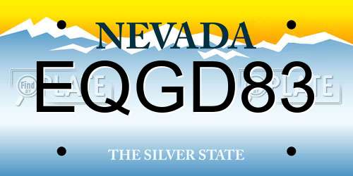 EQGD83 Nevada License Plate