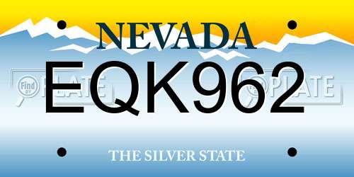 EQK962 Nevada License Plate