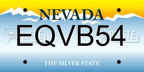EQVB54 Nevada License Plate
