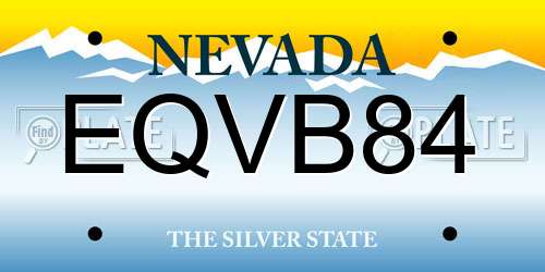 EQVB84 Nevada License Plate
