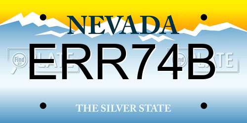 ERR74B Nevada License Plate