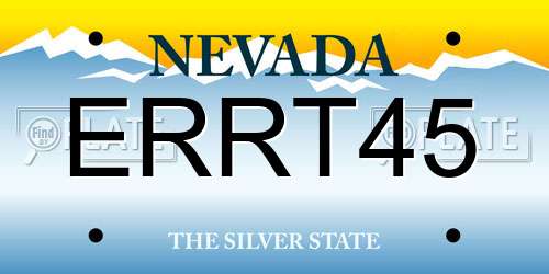 ERRT45 Nevada License Plate