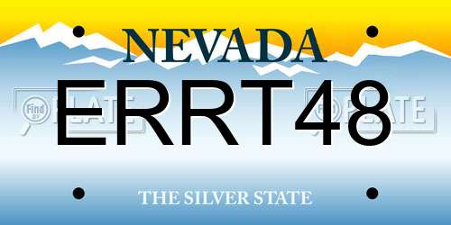 ERRT48 Nevada License Plate