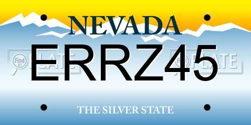 ERRZ45 Nevada License Plate