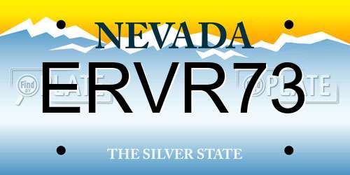 ERVR73 Nevada License Plate