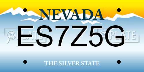 ES7Z5G Nevada License Plate