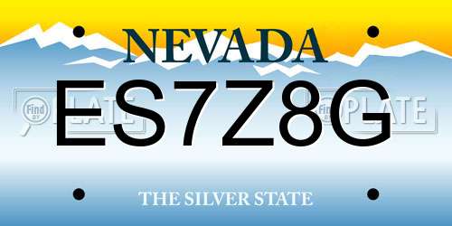 ES7Z8G Nevada License Plate