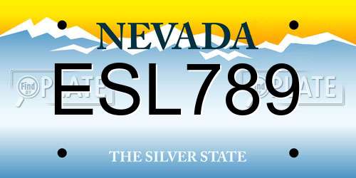 ESL789 Nevada License Plate