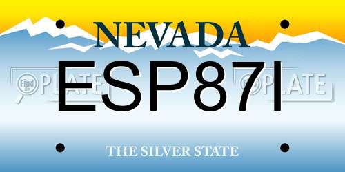 ESP87I Nevada License Plate