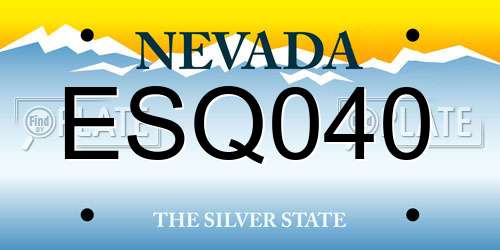 ESQ040 Nevada License Plate