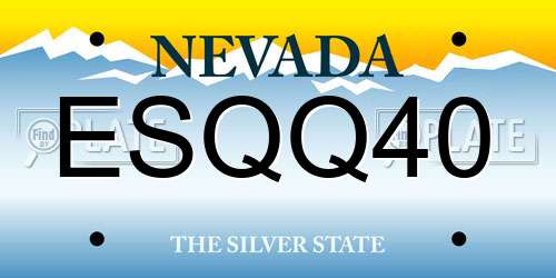 ESQQ40 Nevada License Plate
