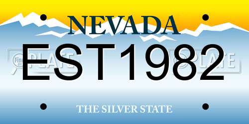 EST1982 Nevada License Plate