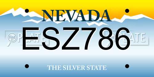 ESZ786 Nevada License Plate