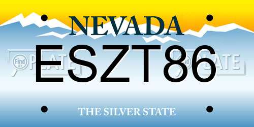 ESZT86 Nevada License Plate