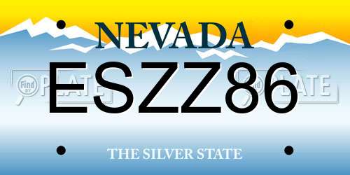 ESZZ86 Nevada License Plate