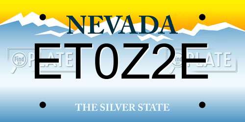 ET0Z2E Nevada License Plate