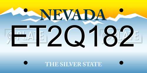 ET2Q182 Nevada License Plate