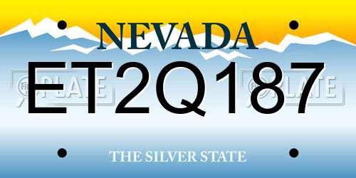 ET2Q187 Nevada License Plate