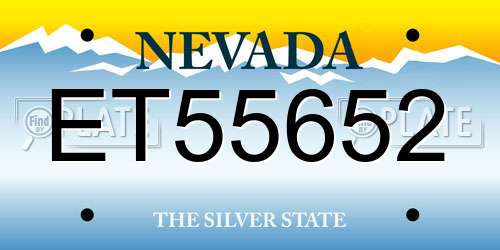 ET55652 Nevada License Plate