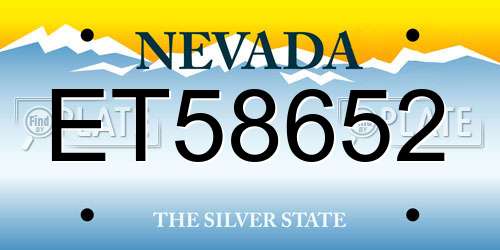 ET58652 Nevada License Plate