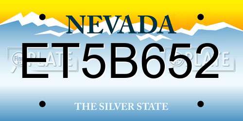 ET5B652 Nevada License Plate