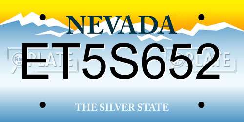 ET5S652 Nevada License Plate