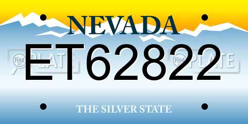 ET62822 Nevada License Plate