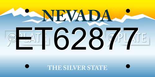 ET62877 Nevada License Plate
