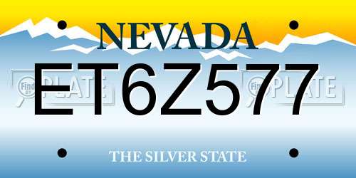 ET6Z577 Nevada License Plate