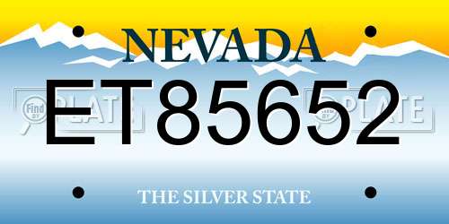 ET85652 Nevada License Plate