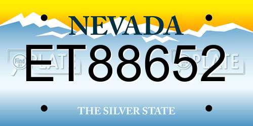 ET88652 Nevada License Plate