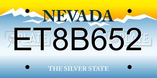 ET8B652 Nevada License Plate